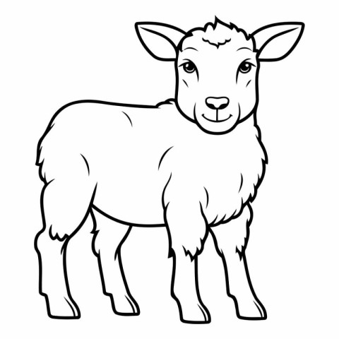 Cartoon Illustration of Cute Sheep Animal for Coloring Book