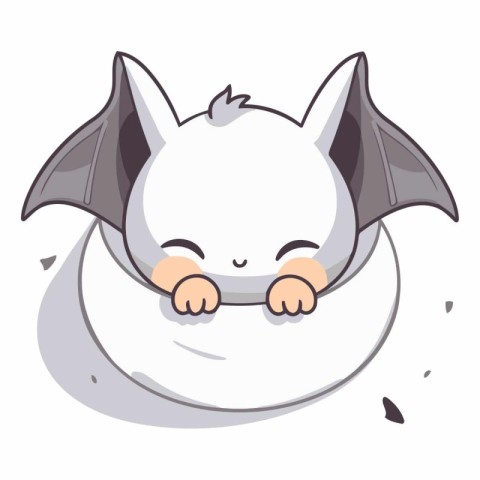 Cute Bat Sleeping Cartoon Mascot Character Vector Illustration.