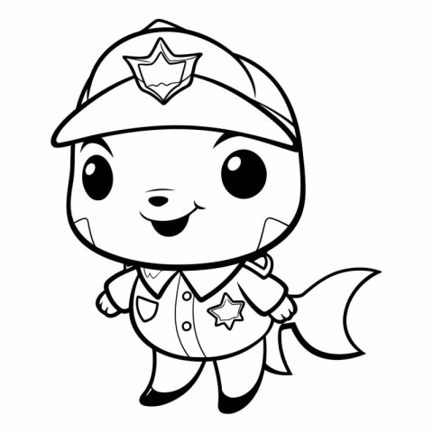 Coloring Page Outline Of Cute Cartoon Policeman Character.