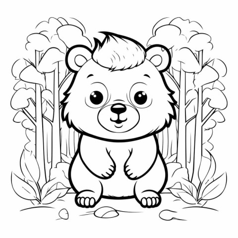 Coloring book for children: bear in the forest