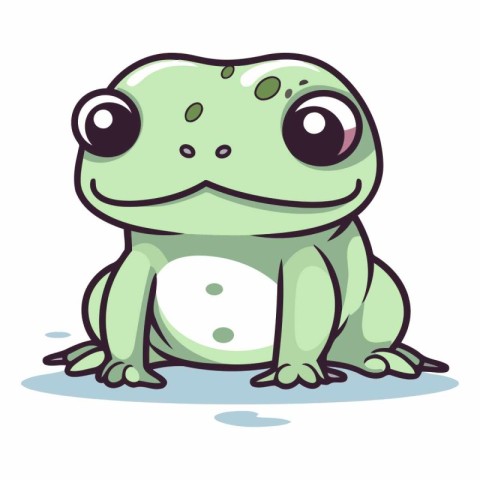 Cute cartoon frog isolated on a white background.