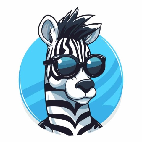 Zebra in sunglasses on white background. Isolated.