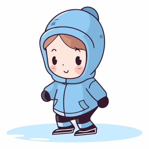 Cute little boy dressed in winter clothes. Vector cartoon illust