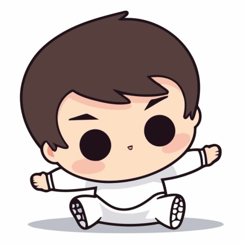 Cute baby boy with happy face in white shirt cartoon vector illu