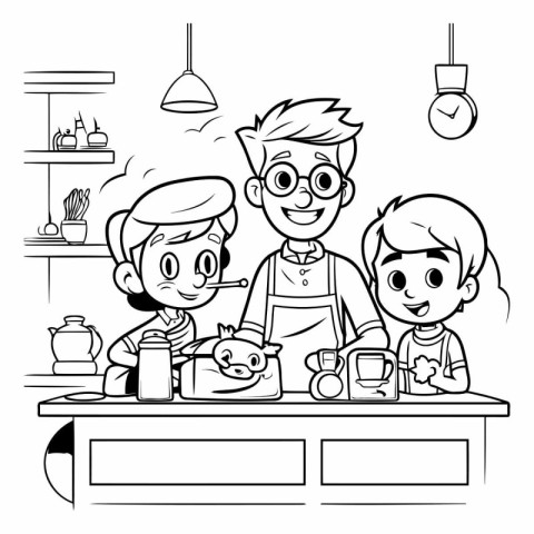 Vector illustration of a happy family. Father. mother and childr