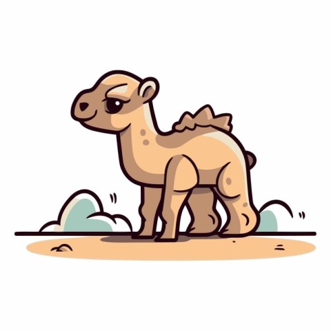 Cute camel in cartoon style on a white background.