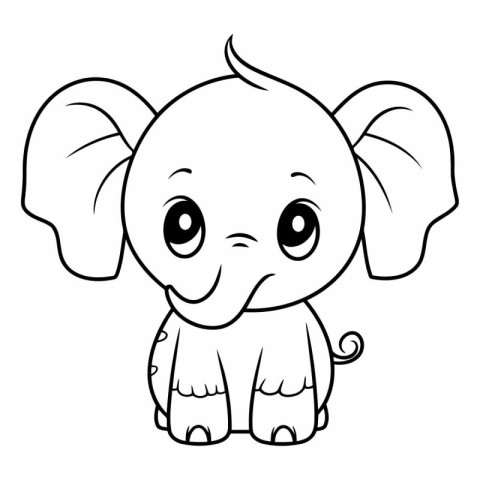 Coloring Page Outline Of Cute Cartoon Elephant Vector Illustrati