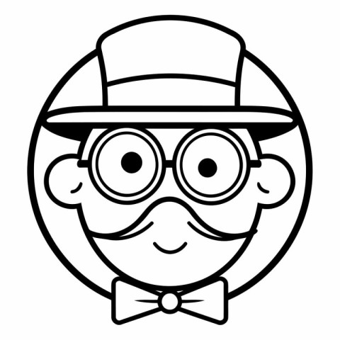 cute grandfather face with hat and glasses cartoon vector illust