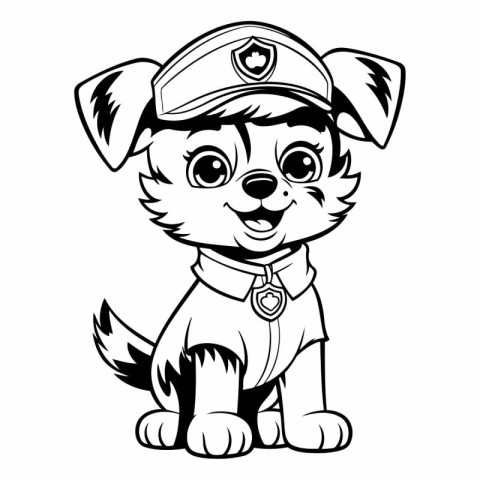 Puppy in the form of a police officer. Cartoon vector illustrati