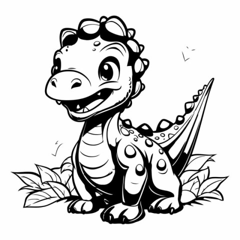 Cute cartoon tyrannosaurus for coloring book for children