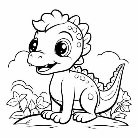 Coloring Page Outline of Cute Dinosaur Coloring Book for Kids