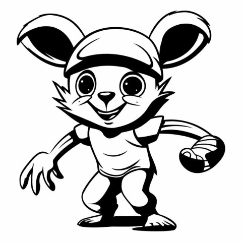 Cartoon Illustration of Cute Mouse Mascot Character for Coloring