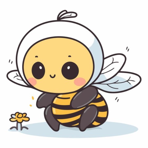 Cute cartoon bee isolated on a white background.