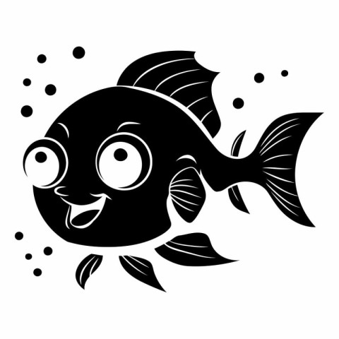 Black and white fish isolated on a white background.