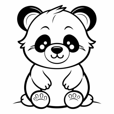 Black and White Cartoon Illustration of Cute Panda Animal Charac