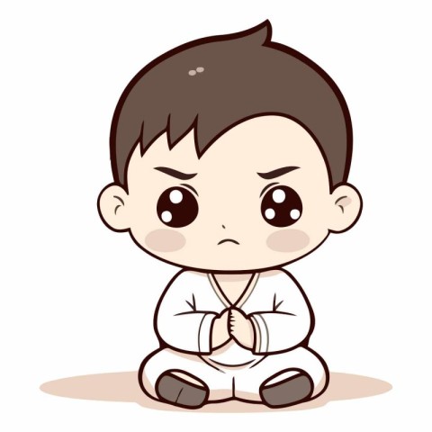 Sad Little Boy Vector Illustration. Cartoon Character. Baby Conc