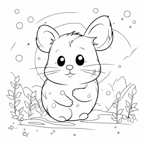 Coloring Page Outline Of cartoon hamster.