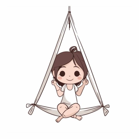 Cute little girl swinging on a hammock.