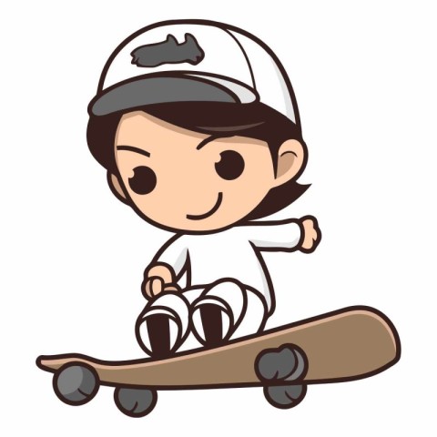 Boy Skateboarding - Cartoon Vector IllustrationÃ¯Â»Â¿