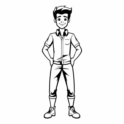 cute boy with uniform vector illustration graphic design vector