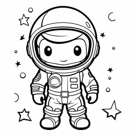 Coloring book for children: astronaut in space suit.