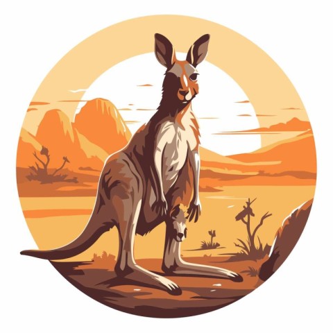 Kangaroo with joey in the desert.