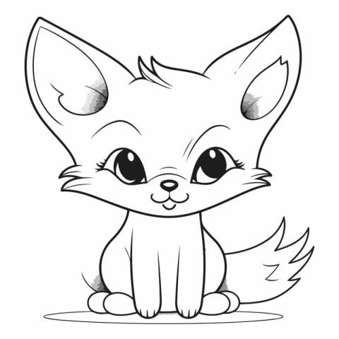 Cute cartoon little fox isolated on white background.