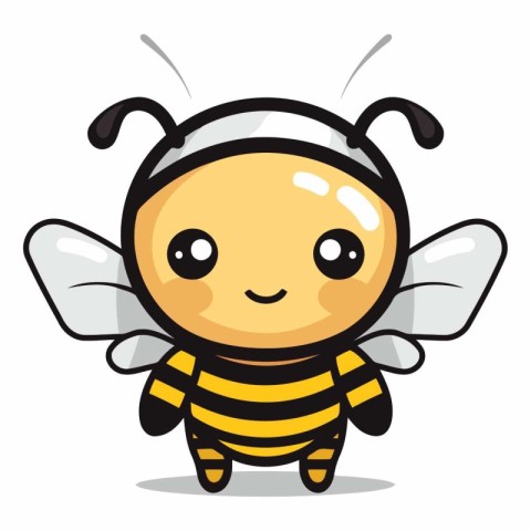 Cute Bee Cartoon Mascot Character Illustration Isolated on White