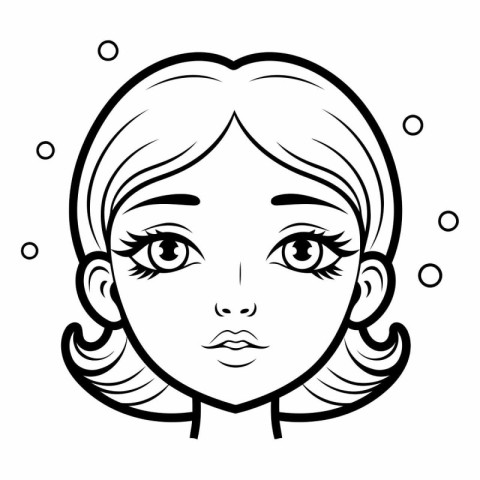 Black and White Cartoon Illustration of Woman Face for Coloring