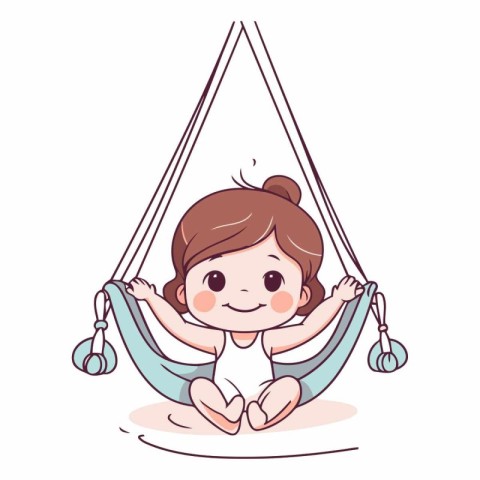 Cute little girl swinging on a hammock.