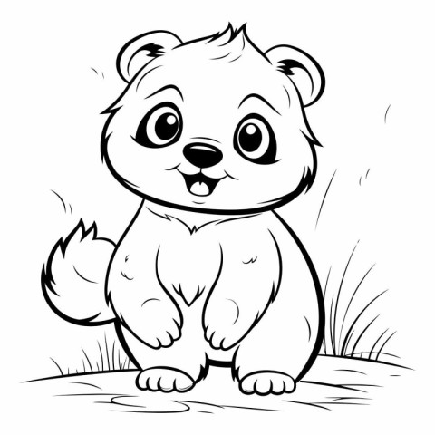 Cute cartoon chipmunk - Black and White Cartoon Illustration. Ve