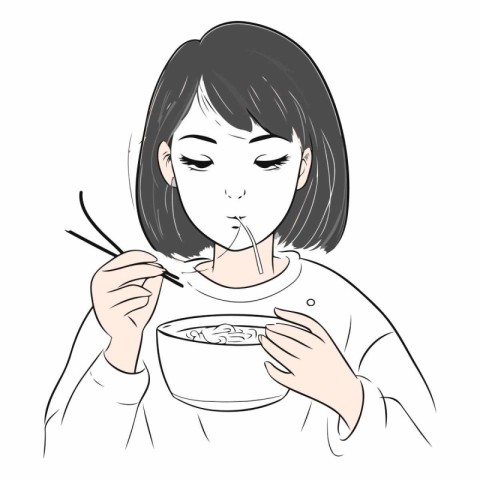 eating. japanese food. food. meal. dinner. girl. japanese. illus