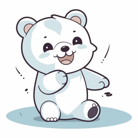 Illustration of a Cute Polar Bear Sitting on the Ground Vector