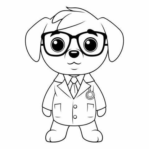 cute dog doctor with stethoscope cartoon vector illustration gra