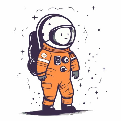 Astronaut in space suit. Hand drawn vector illustration for your