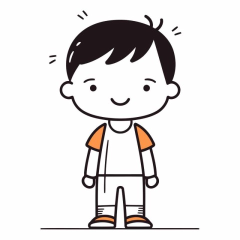 Cute little boy in casual clothes. outline design.