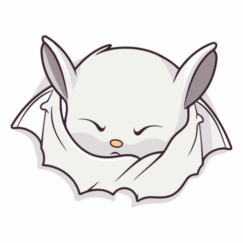 Cute cartoon bat sleeping on a white background.