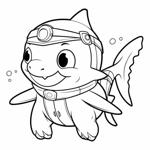 Coloring book for children: cute cartoon shark.