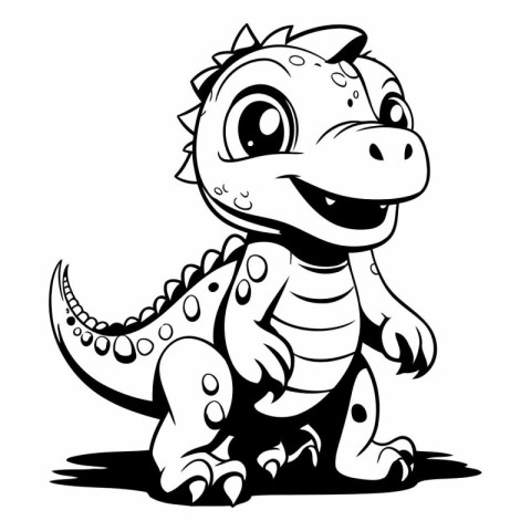 Vector illustration of Cute Cartoon Dinosaur. Isolated on white