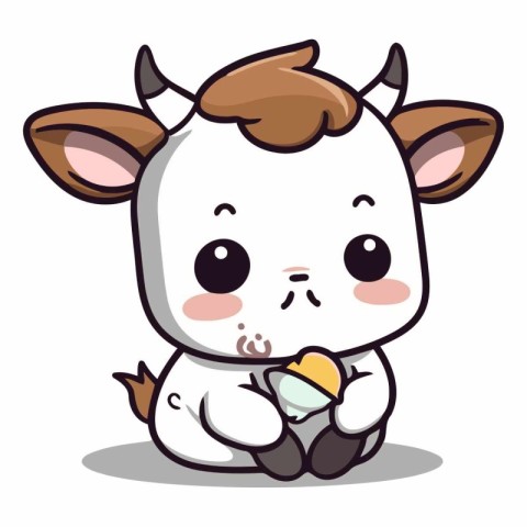 Cute cow character cartoon vector illustration. Cute cartoon cow