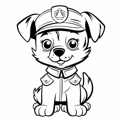 Cute cartoon dog in police uniform. Vector clip art illustration