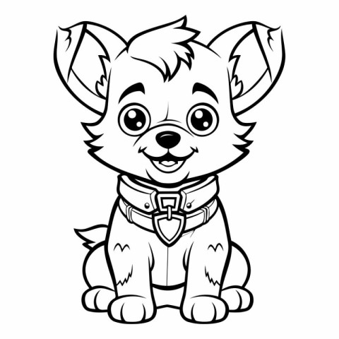 Black and White Cartoon Illustration of Cute Puppy Dog Animal Ch