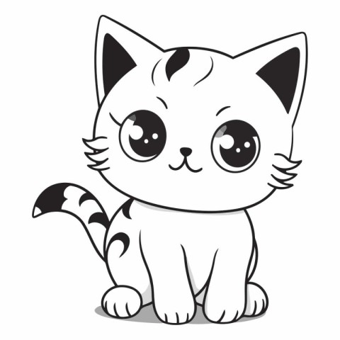 Cute cartoon cat isolated on a white background.