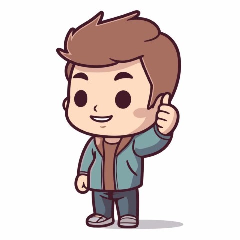 Thumbs up - Cartoon boy with thumb up gesture vector illustratio