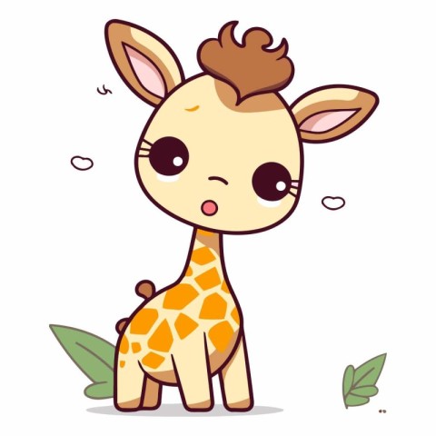 Cute cartoon giraffe on white background for your design