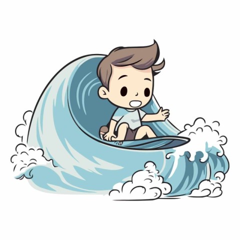 Boy surfing on a wave of a boy surfing on a wave.