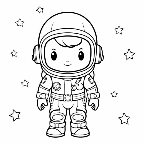 Coloring book for children: astronaut in space suit.