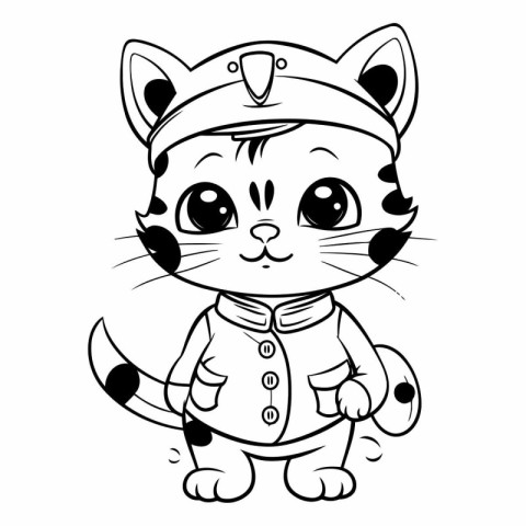 Coloring book for children: Cute cat in a sailor costume