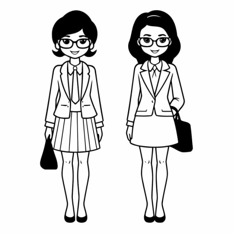 cute businesswomen avatar cartoon character vector illustration