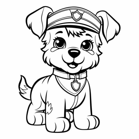 Cute cartoon dog in sailor cap. Vector clip art illustration.